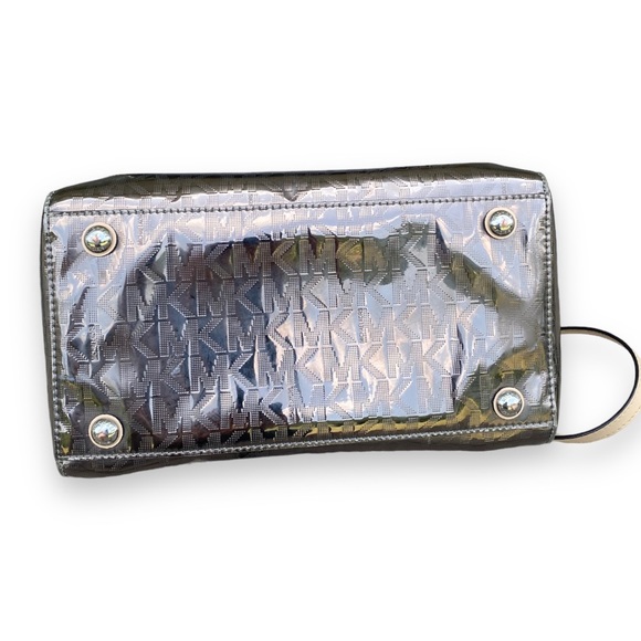 Michael Kors Grayson Nickel Mirror Metallic Logo Satchel Bag - Picture 6 of 12